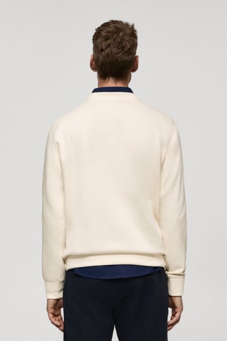 Sweat-shirt coton imprimé graphique - Ecru