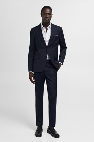 Veste costume slim-fit tissu comfort stretch - Bleu marine foncé