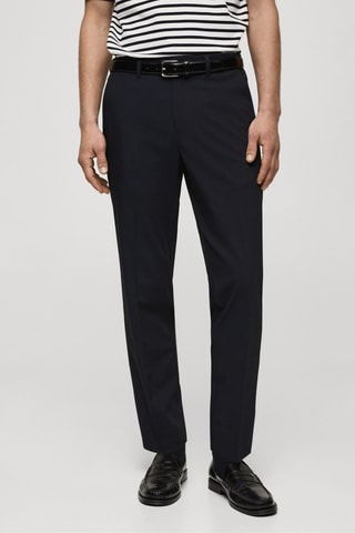 Pantalon Bologna slim-fit cropped comfort stretch - Bleu marine