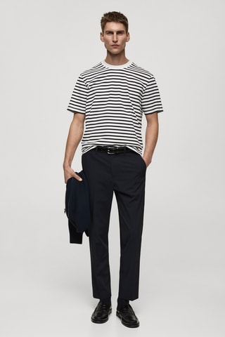 Pantalon Bologna slim-fit cropped comfort stretch - Bleu marine