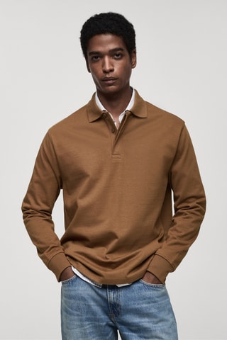 Sweat-shirt polo 100 % coton - Marron