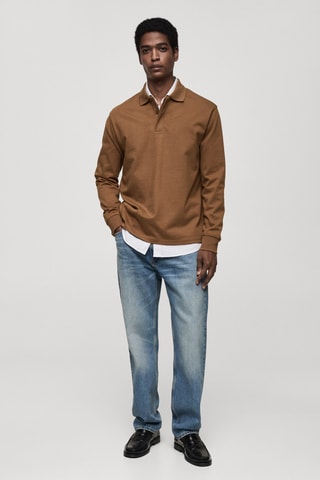 Sweat-shirt polo 100 % coton - Marron