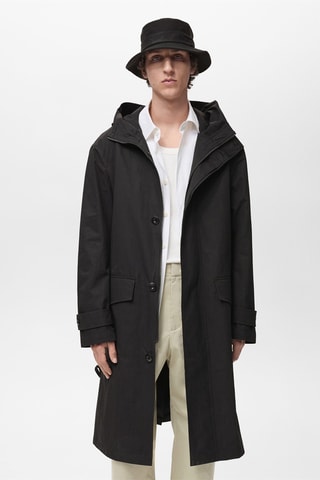 Trench ceinture à capuche - Noir