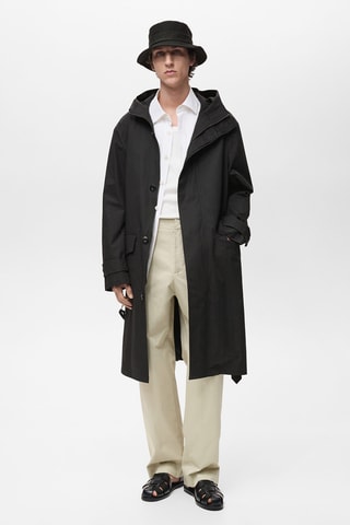 Trench ceinture à capuche - Noir