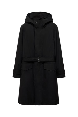 Trench ceinture à capuche - Noir