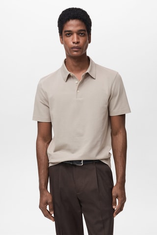 Polo slim-fit piqué de coton - Gris glacier