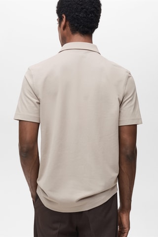 Polo slim-fit piqué de coton - Gris glacier