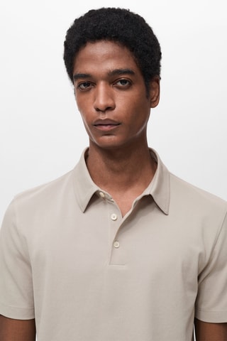 Polo slim-fit piqué de coton - Gris glacier