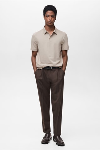 Polo slim-fit piqué de coton - Gris glacier