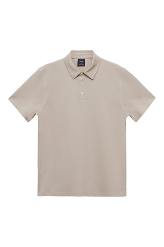Polo slim-fit piqué de coton - Gris glacier