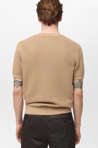 T-shirt maille fine structure - Beige
