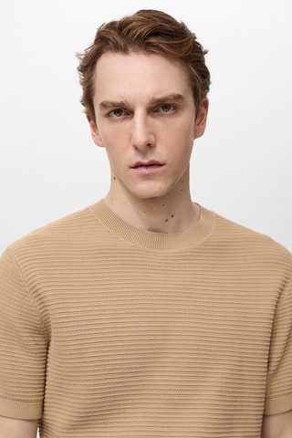 T-shirt maille fine structure - Beige
