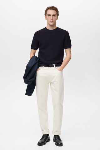 T-shirt maille fine structure - Bleu nuit