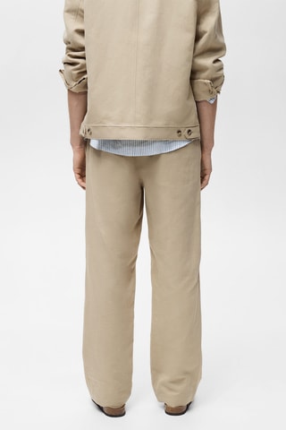 Pantalon lin mélangé regular-fit - Beige