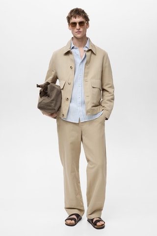 Pantalon lin mélangé regular-fit - Beige