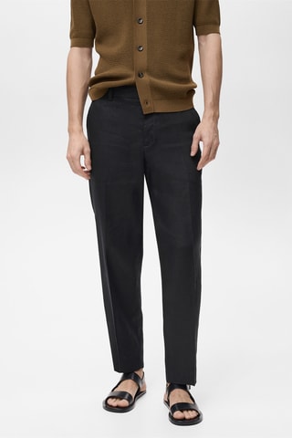 Pantalon 100 % lin regular fit - Noir