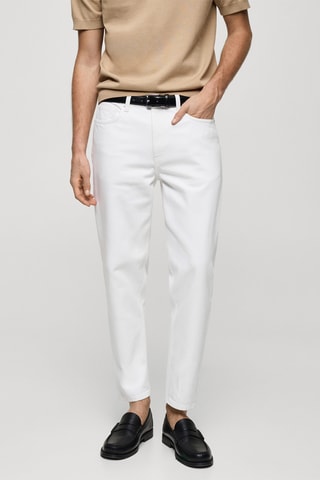 Jean court coupe carotte - Blanc cassé