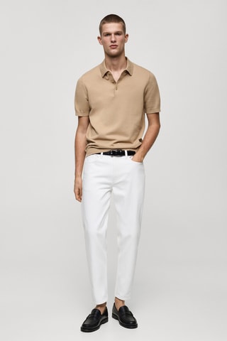 Jean court coupe carotte - Blanc cassé