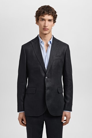Veste costume Amalfi 100 % lin slim-fit - Noir