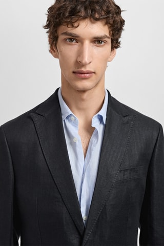 Veste costume Amalfi 100 % lin slim-fit - Noir