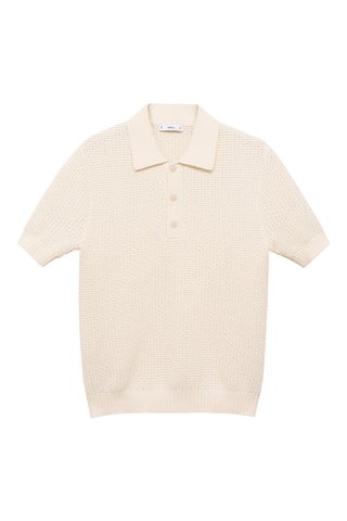 Polo maille coton ajouré - Ivoire