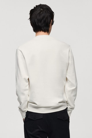 Sweat-shirt 100 % coton imprimé graphique poitrine - Blanc cassé