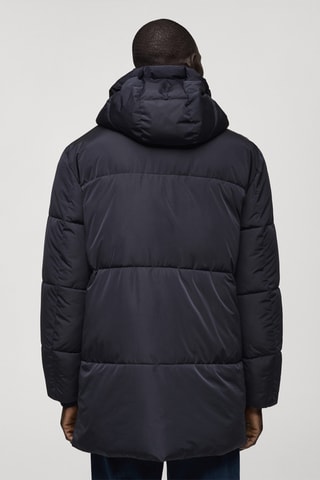 Anorak matelassé capuche résistant à l'eau - Bleu marine