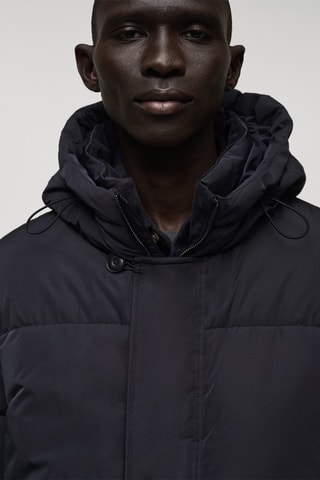 Anorak matelassé capuche résistant à l'eau - Bleu marine