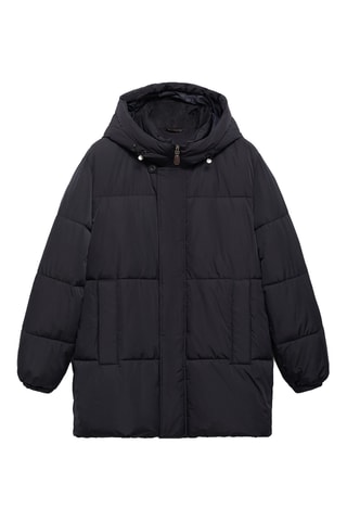 Anorak matelassé capuche résistant à l'eau - Bleu marine