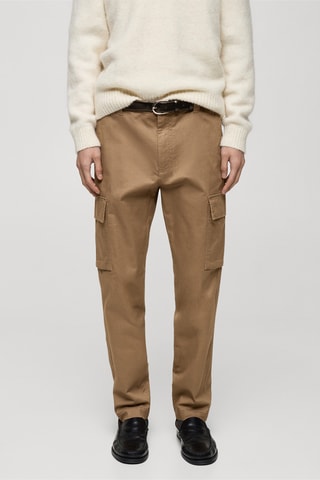 Pantalon cargo coton regular-fit - Marron