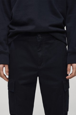 Pantalon cargo coton regular-fit - Bleu marine