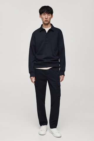 Pantalon cargo coton regular-fit - Bleu marine