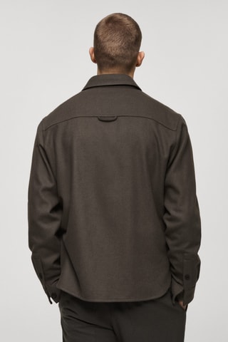 Surchemise flanelle laine mélangée - Kaki