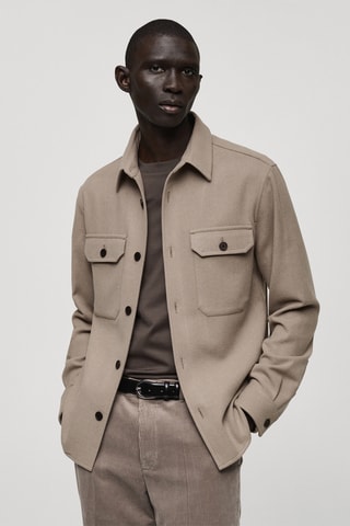 Surchemise flanelle laine mélangée - Gris