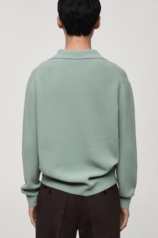 Pull-over polo maille laine mélangée - Vert d'eau