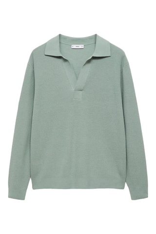 Pull-over polo maille laine mélangée - Vert d'eau