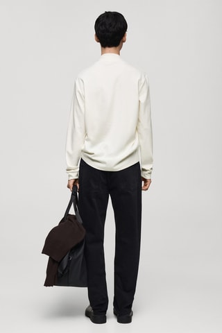 T-shirt manches longues col montant - Ecru