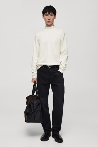 T-shirt manches longues col montant - Ecru