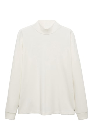 T-shirt manches longues col montant - Ecru