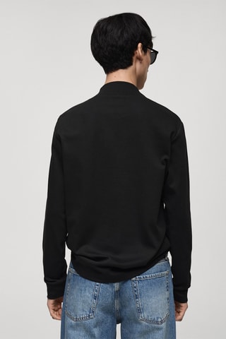 T-shirt manches longues col montant - Noir