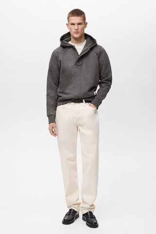 Sweat capuche col zippé - Gris chiné