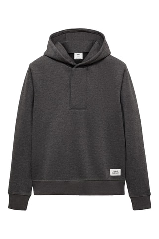 Sweat capuche col zippé - Gris chiné