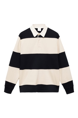 Sweat-shirt polo coton bicolore - Bleu marine