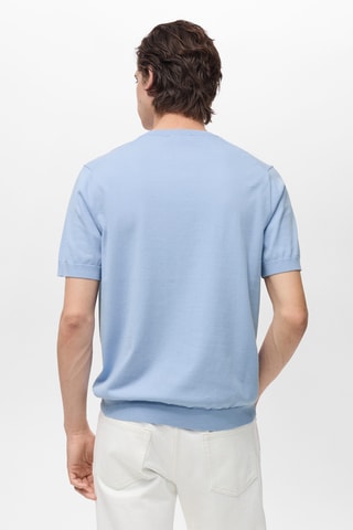 T-shirt maille fine coton - Bleu ciel