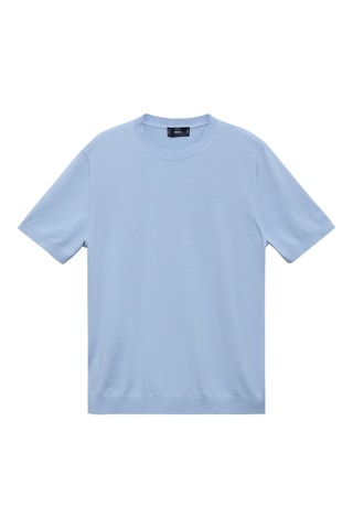 T-shirt maille fine coton - Bleu ciel