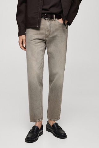 Jean court coupe carotte - Gris denim