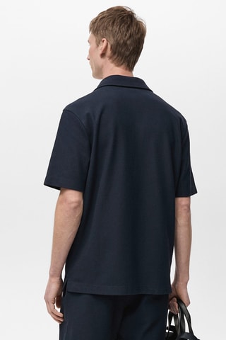 Chemise maille structurée - Bleu marine