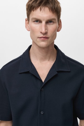 Chemise maille structurée - Bleu marine