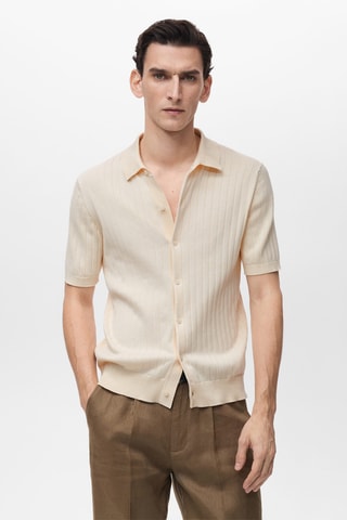 Chemise maille côtelée fine - Ivoire