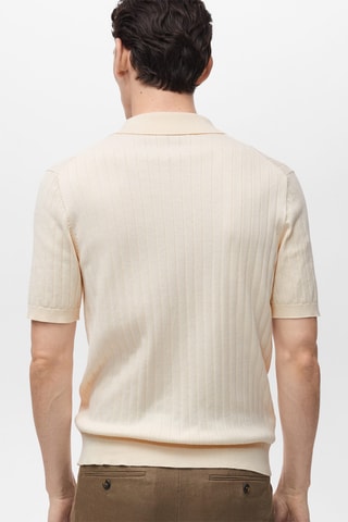 Chemise maille côtelée fine - Ivoire